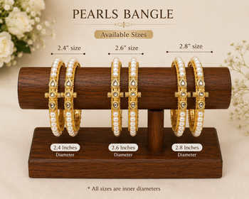 Pearl bangle set with kundan work, gold-toned, openable,  4
