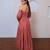 Rose solid cotton smocked tiered maxi dress for women
