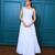 White solid cotton tiered maxi dress for women