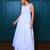 White solid cotton tiered maxi dress for women