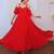 Red solid georgette long dress for women