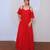 Red solid georgette long dress for women