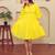 Yellow solid cotton a-line dress for women