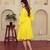 Yellow solid cotton a-line dress for women