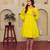 Yellow solid cotton a-line dress for women