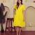 Yellow solid cotton a-line dress for women