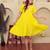 Yellow solid cotton a-line dress for women