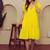 Yellow solid cotton a-line dress for women