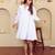 White solid cotton a-line dress for women
