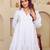 White solid cotton a-line dress for women