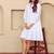 White solid cotton a-line dress for women