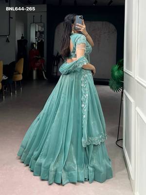 sea green silk blend embroidered lehenga choli 3