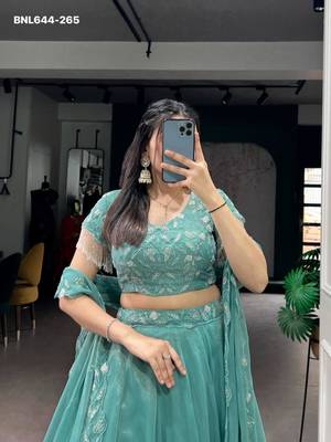 sea green silk blend embroidered lehenga choli 4