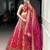 pink silk blend hand woven lehenga choli