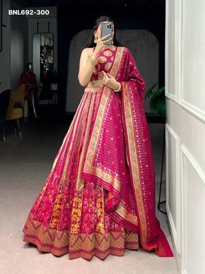 pink silk blend hand woven lehenga choli 4