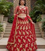 red net embroidered lehenga choli