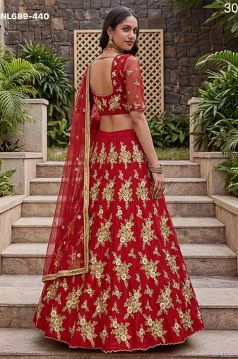 red net embroidered lehenga choli