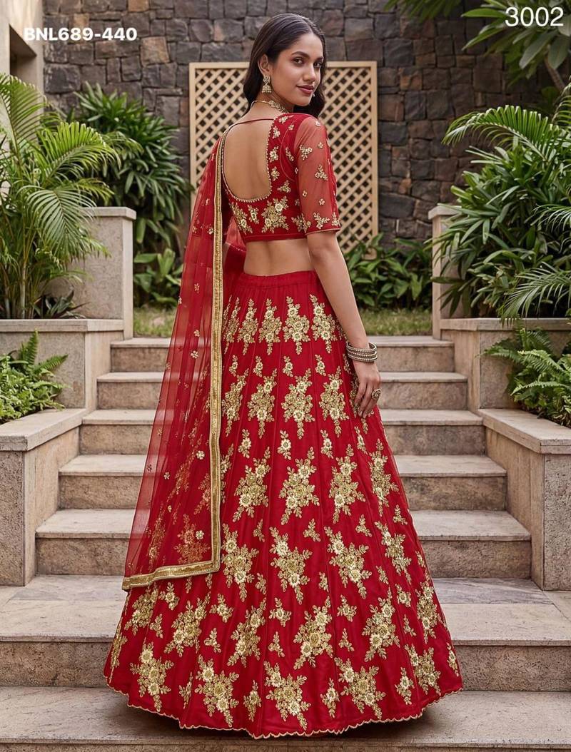 red net embroidered lehenga choli