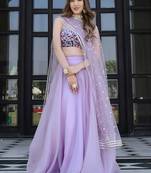 lavender organza plain lehenga choli