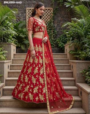 red net embroidered lehenga choli 4