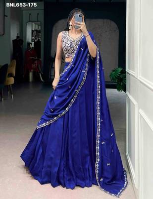 royal blue viscose plain lehenga choli 1