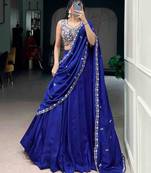 royal blue viscose plain lehenga choli