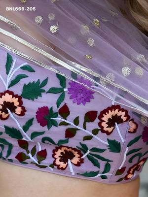 lavender organza plain lehenga choli 4