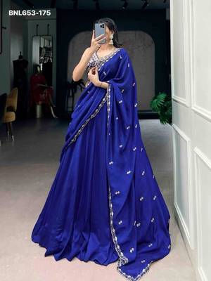 royal blue viscose plain lehenga choli 3