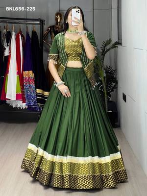 green rayon plain lehenga choli 1