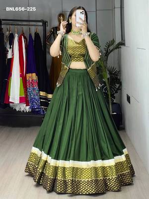 green rayon plain lehenga choli 2