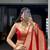 red silk blend hand woven lehenga choli