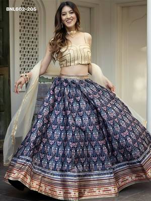 blue art silk printed lehenga choli 2