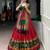 red silk blend printed lehenga choli