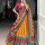 yellow silk blend printed lehenga choli