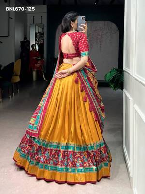 yellow silk blend printed lehenga choli 3