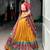 yellow silk blend printed lehenga choli