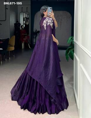 dark purple silk blend embroidered lehenga choli 3