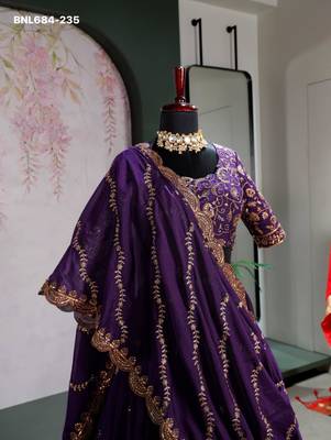 dark purple georgette embroidered lehenga choli 3