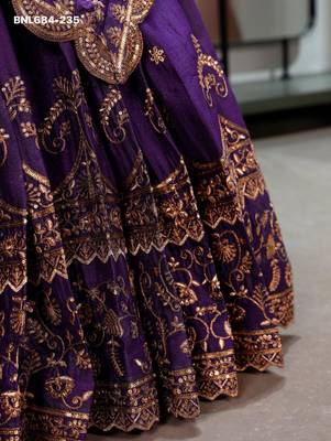 dark purple georgette embroidered lehenga choli 4