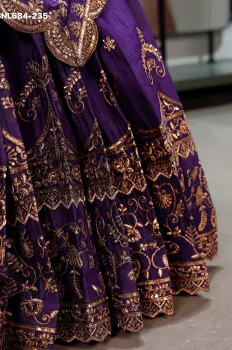 dark purple georgette embroidered lehenga choli