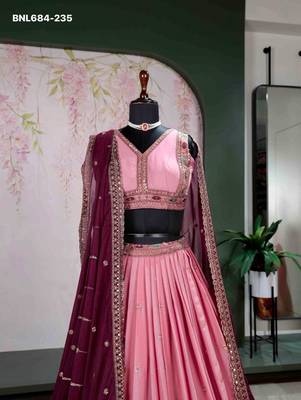 pink georgette embroidered lehenga choli 3