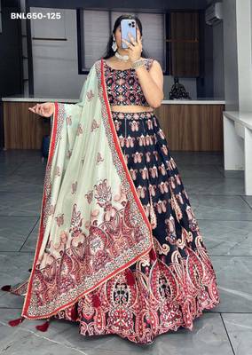black art silk printed lehenga choli 1