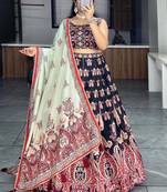 black art silk printed lehenga choli