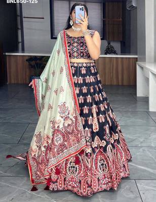 black art silk printed lehenga choli 2