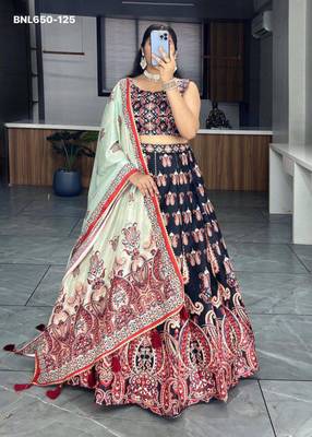 black art silk printed lehenga choli 3