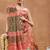 Orange floral silk blend regular saree with blouse