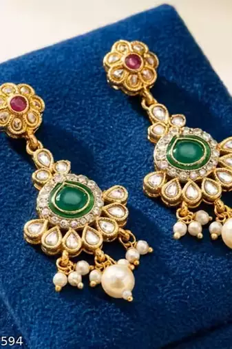 Indian bollywood gold plated kundan choker bridal necklace earrings jewelry set
