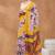 Yellow floral silk blend regular saree with blouse