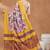 Yellow floral silk blend regular saree with blouse