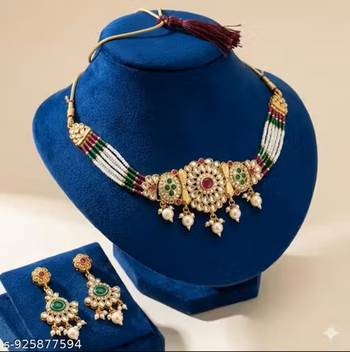 Indian bollywood gold plated kundan choker bridal necklace earrings jewelry set 4